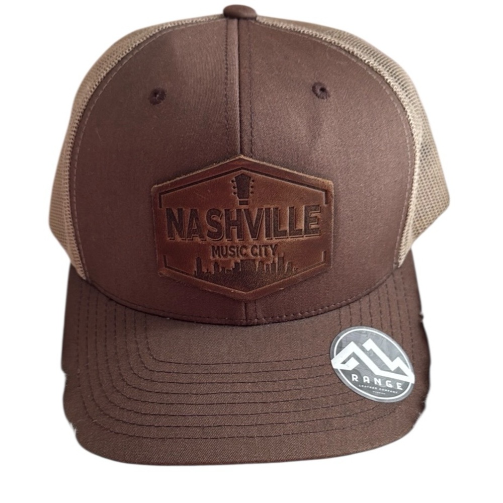 NASHVILLE LEATHER PATCH BASEBALL HAT CAP